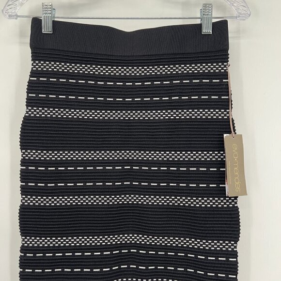 Eva Mendes New York & Company Pencil Midi Skirt Women's Black/White Slit XS NWT - Picture 3 of 10